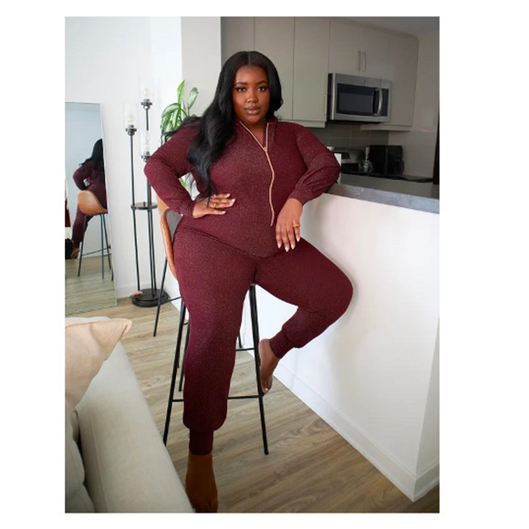 Savage x Fenty Sleep & Shine Metallic Red Cocoa Hooded Onesie Jumpsuit 1X - Picture 1 of 14